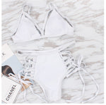 High Waist  Lace Up Bikini