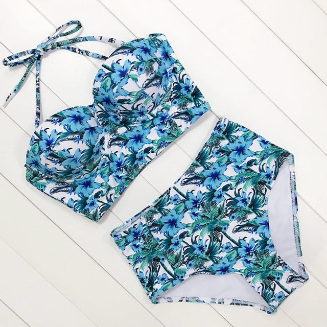 Floral Print High Waist Bikini