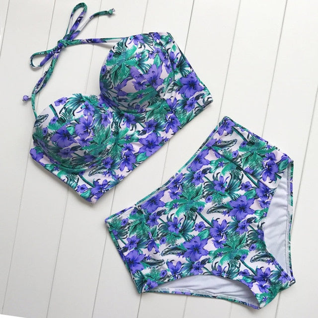 Floral Print High Waist Bikini